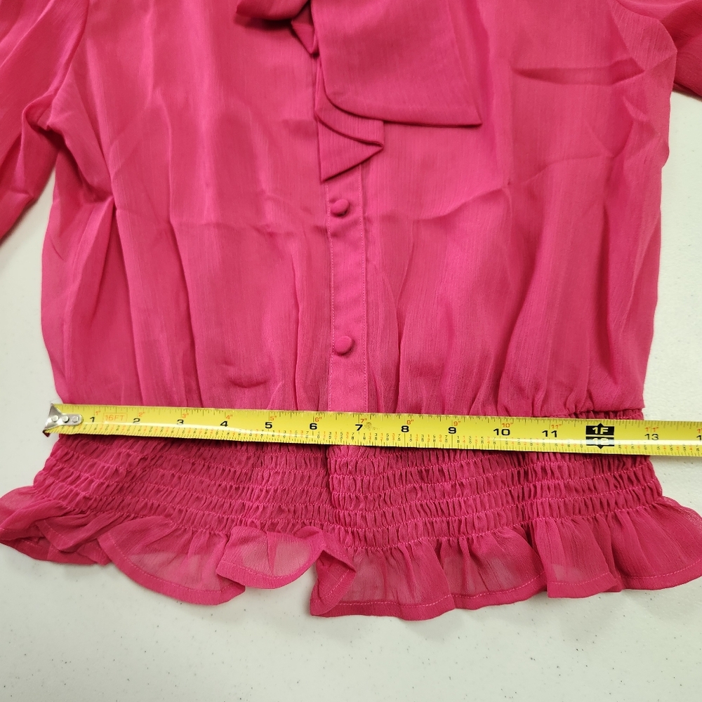 Jealous Tomato Sheer Blouse w/Bowtie & Peasant Sleeves - Picture 14 of 16